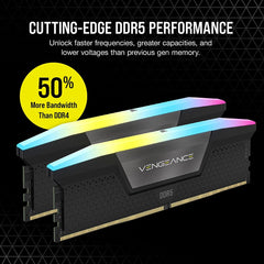 Corsair Vengeance RGB 32GB (2x16GB) 6000MHz C40 DDR5 DRAM Memory Kit - Black