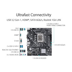ASUS Prime H610M-K D4 Intel H610 LGA 1700 microATX Motherboard with PCIe 4.0