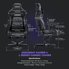 Anda Seat Kaiser 4 Series Fabric Premium Ergonomic Gaming Chair - Ash Gray