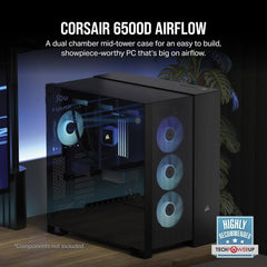 Corsair 6500D AIRFLOW Dual Chamber ATX Mid-Tower Computer Case - Black