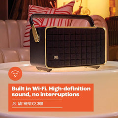 JBL Authentics 300 Retro Style Smart Home Wireless Bluetooth Speaker with Built in Wi-Fi