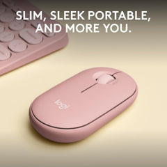 Logitech Pebble Mouse 2 M350s Slim compact Bluetooth Mouse with a Customizable Button - Pink