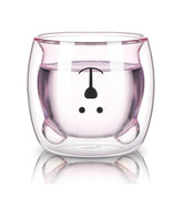 Prismora Double Layer Glass Cute Bear Mug 300ml - Pink