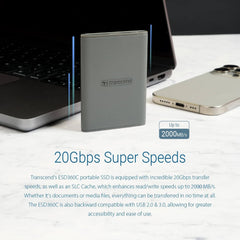 Transcend ESD360C 4TB USB 3.2 Gen 2 Portable External SSD with USB-C Cable