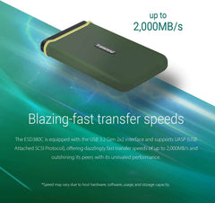 Transcend ESD380C 4TB USB 3.2 Gen 2x2 USB Type-C Portable External SSD