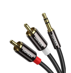 UGREEN 3.5mm to RCA Cable RCA Male to Aux Audio Adapter HiFi Sound Headphone Jack Adapter 3M -Black