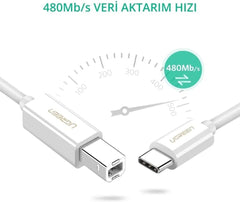 UGREEN Type C to USB-B Cable 1.5M - White