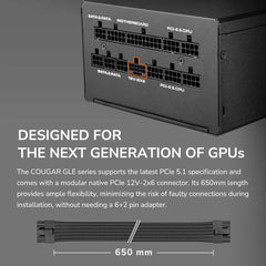 Cougar GLE 1000W 80+ Gold Fully Modular Power Supply with PCIe 5.1 and ATX 3.1