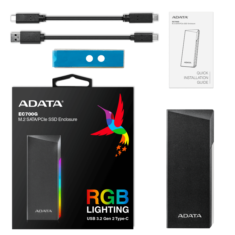 ADATA EC700G RGB M.2 PCIe/SATA SSD Enclosure