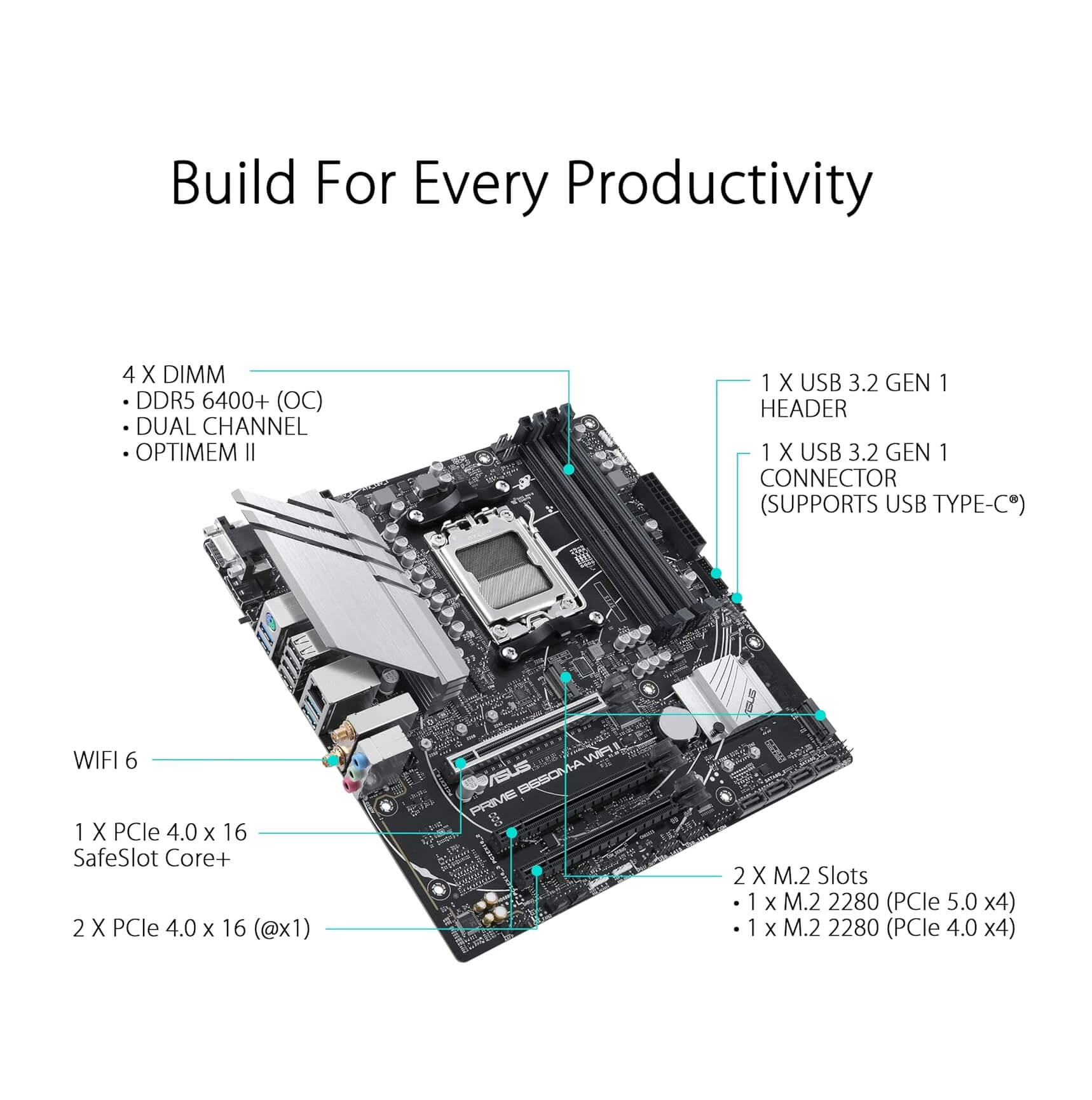 ASUS PRIME B650M-A WIFI II DDR5 AMD B650 Micro-ATX Motherboard