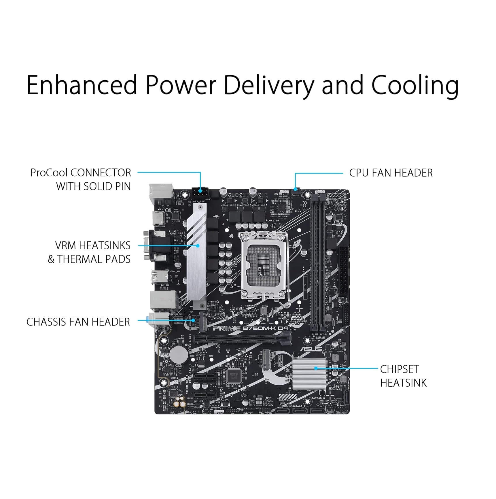 ASUS Prime B760M-K D4 Intel B760 LGA 1700 14th Gen microATX Motherboard with PCIe 4.0
