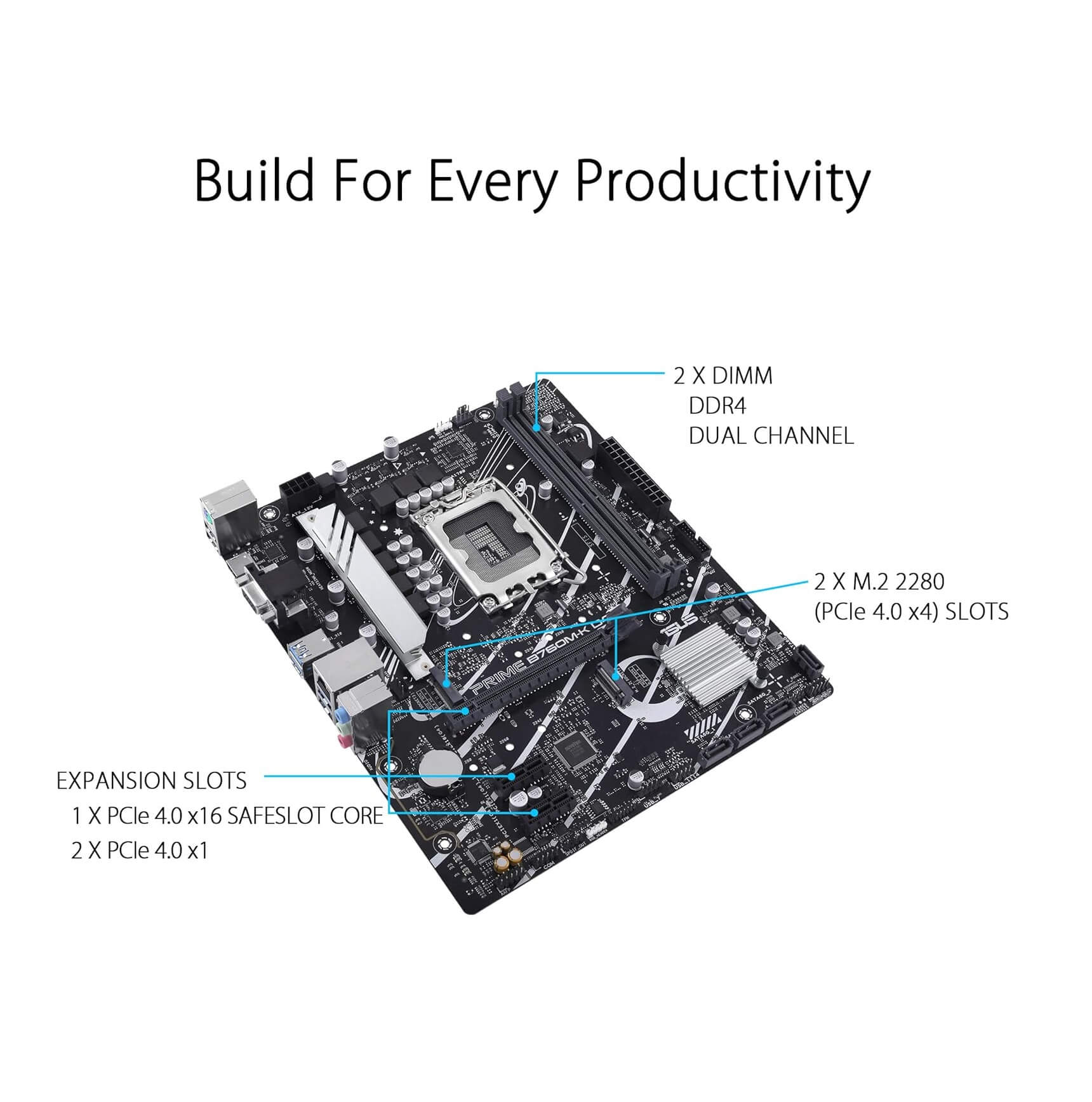 ASUS Prime B760M-K D4 Intel B760 LGA 1700 14th Gen microATX Motherboard with PCIe 4.0