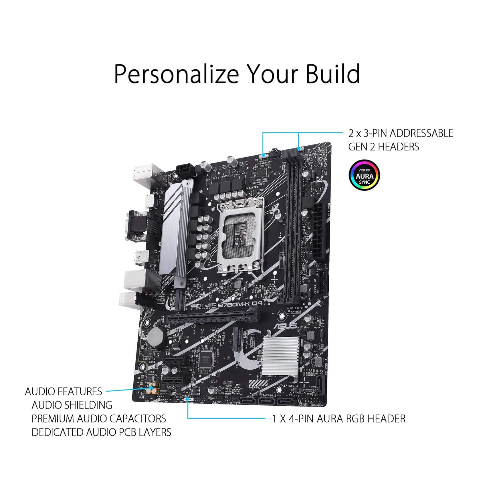 ASUS Prime B760M-K D4 Intel B760 LGA 1700 14th Gen microATX Motherboard with PCIe 4.0