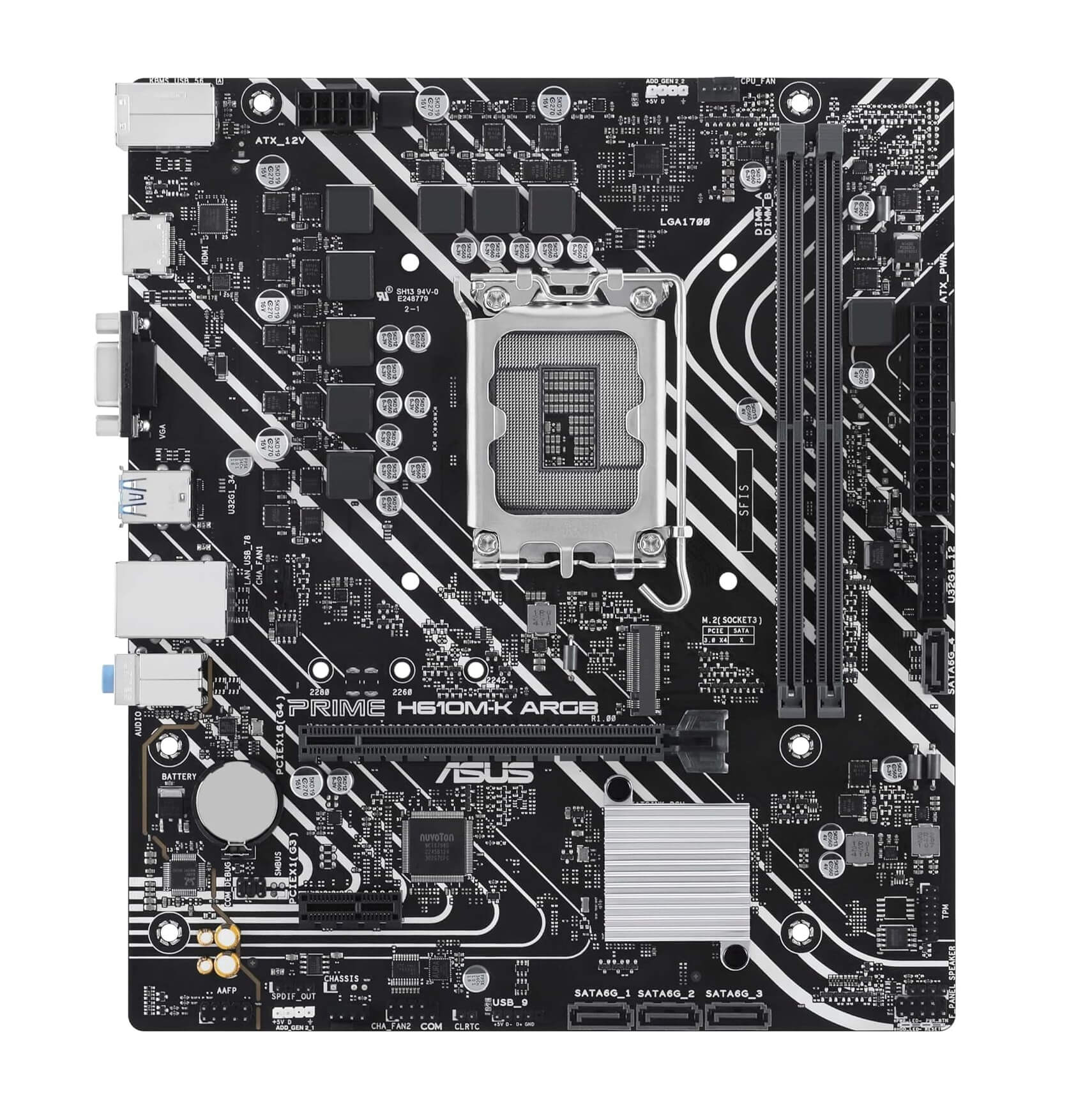 ASUS Prime H610M-K ARGB DDR5 Intel H610 LGA 1700 microATX Motherboard with PCIe 4.0