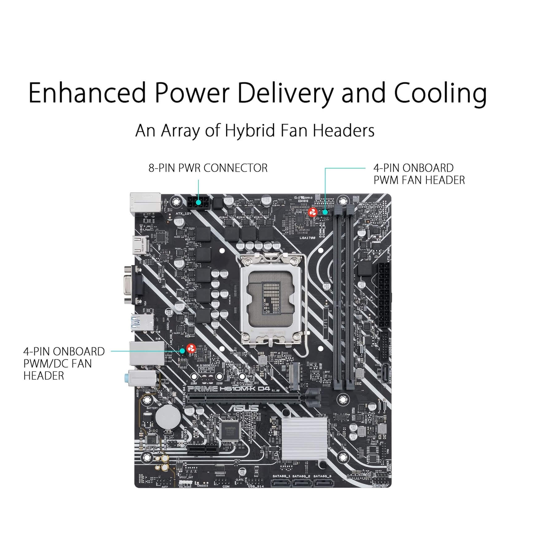 ASUS Prime H610M-K D4 Intel H610 LGA 1700 microATX Motherboard with PCIe 4.0
