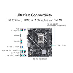ASUS Prime H610M-K D4 Intel H610 LGA 1700 microATX Motherboard with PCIe 4.0