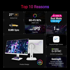 ASUS ROG Strix XG27UCG 27" 4K 160Hz or FHD 320Hz 1ms IPS Dual mode Gaming Monitor - White