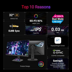 ASUS ROG Strix XG32UCG 32" 4K Dual Mode 4K 160Hz/ FHD 320Hz 0.3ms IPS Gaming Monitor
