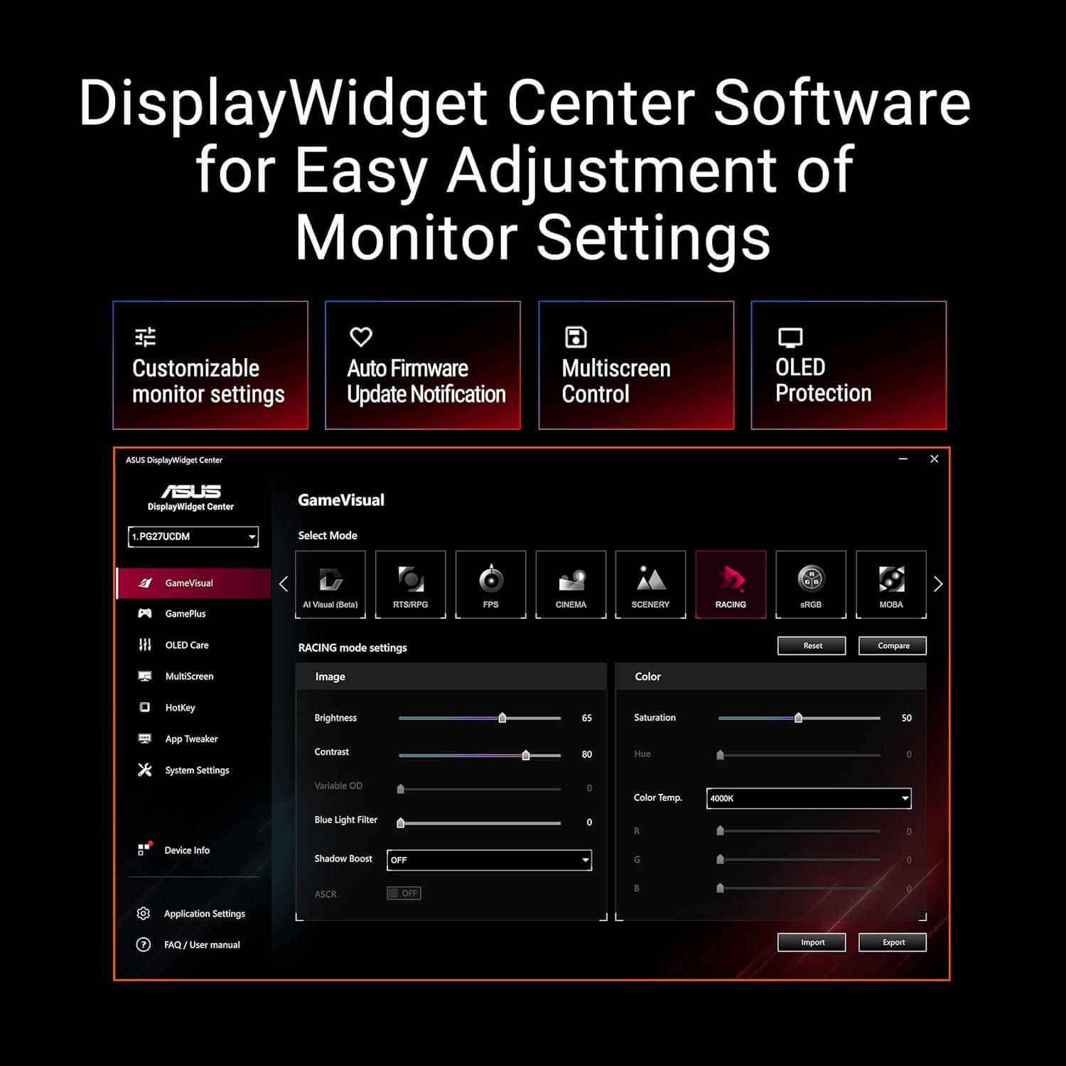 ASUS ROG Swift OLED PG27UCDM 27" 4K QD-OLED 240Hz 0.03Hz Gaming Monitor