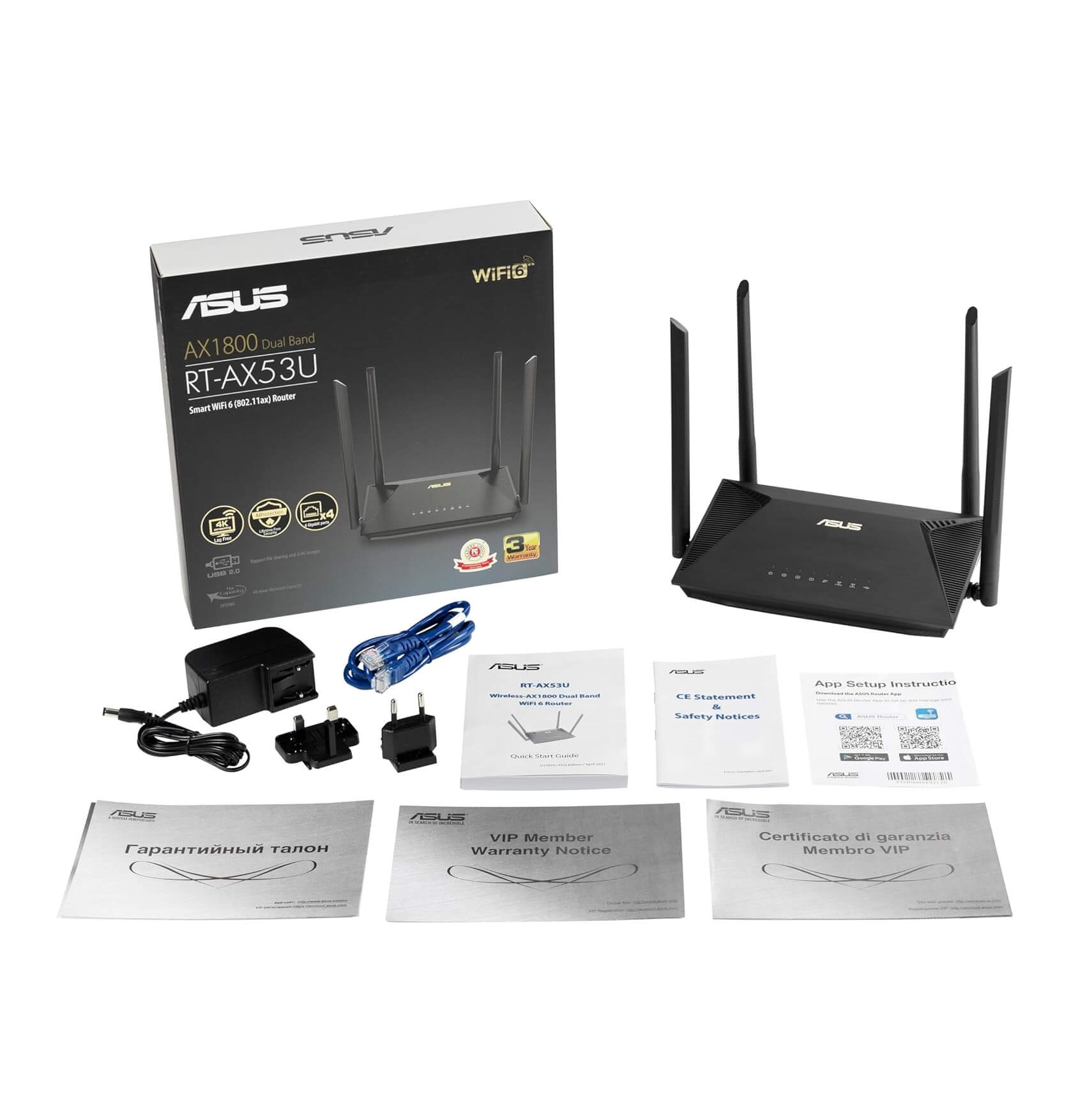 ASUS RT-AX52 AX1800 Dual Band WiFi 6 Extendable Router