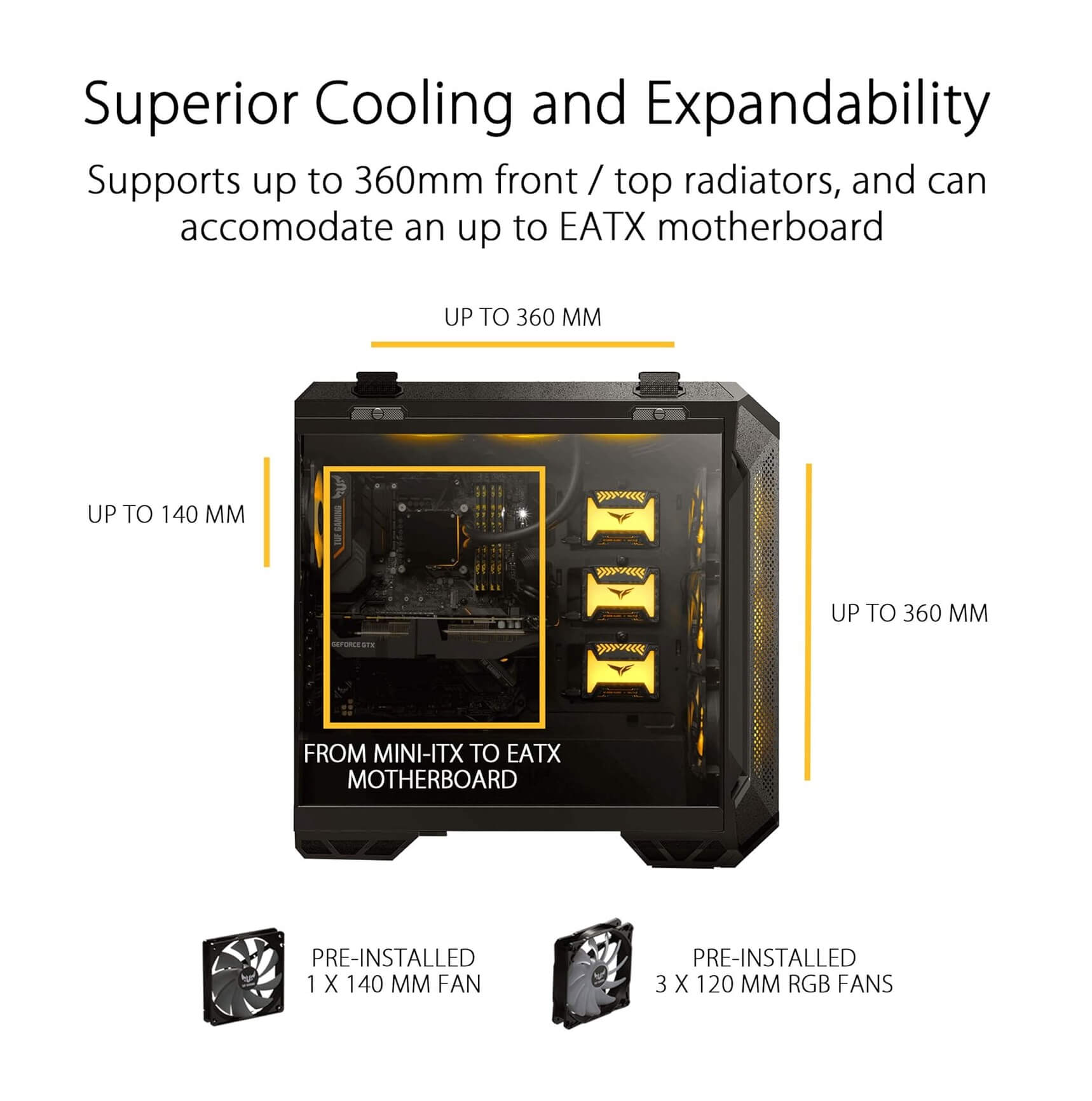 ASUS TUF Gaming GT501 E-ATX Mid-Tower Computer Case