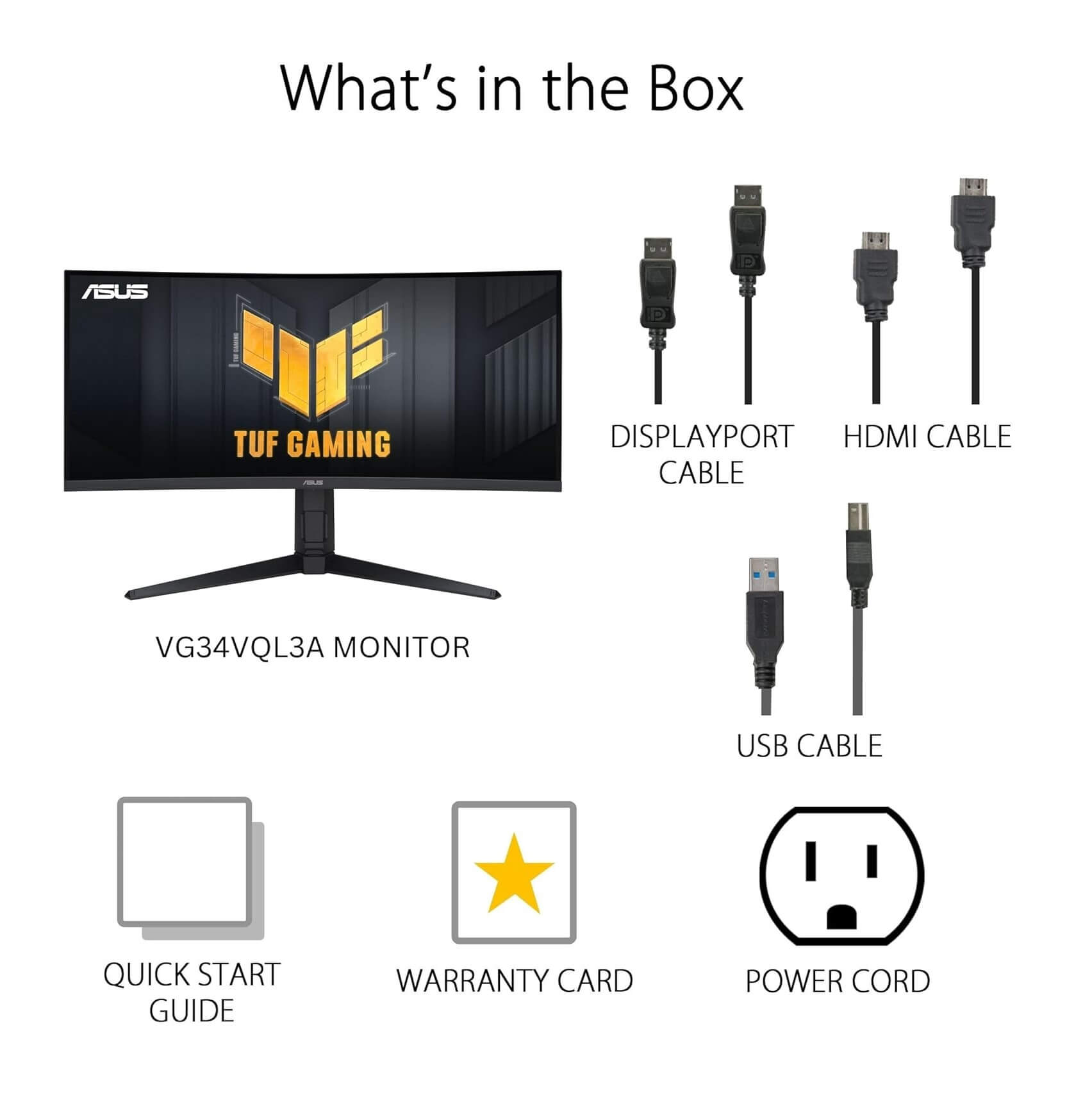 ASUS TUF Gaming VG34VQL3A 34" 2K 180Hz 1ms Curved Gaming Monitor