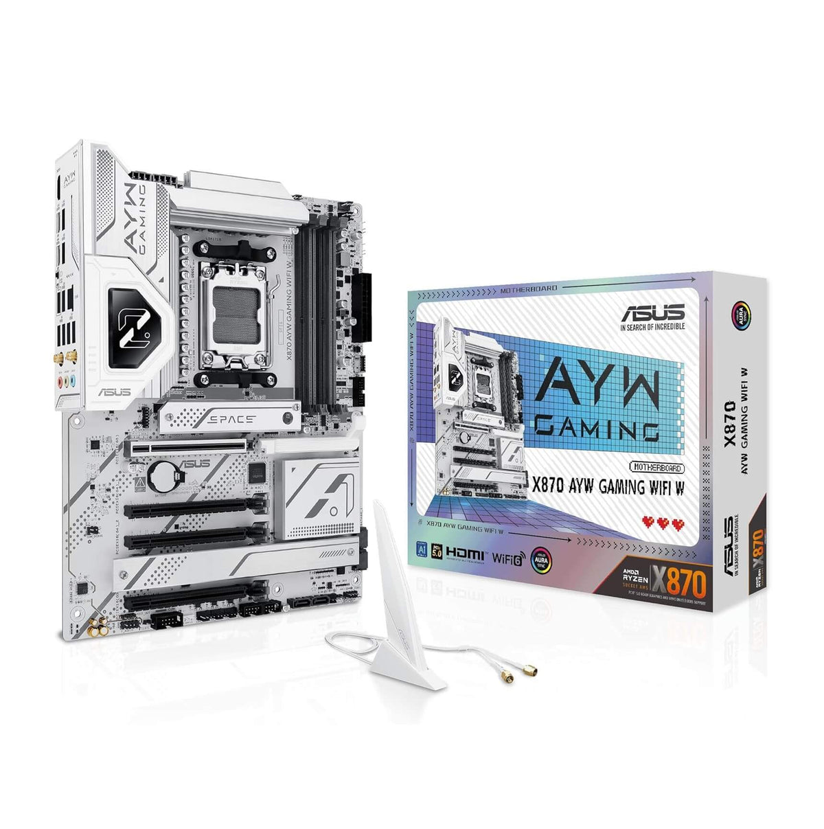 ASUS X870 AYW GAMING WIFI AMD X870 AM5 ATX Motherboard - White