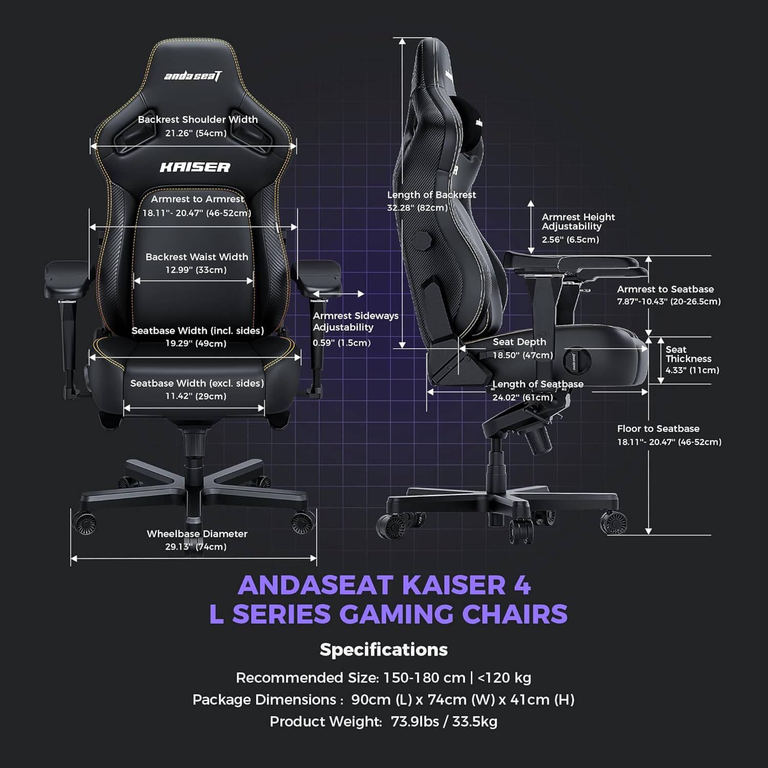 Anda Seat Kaiser 4 Series Premium Ergonomic Gaming Chair - Elegant Black