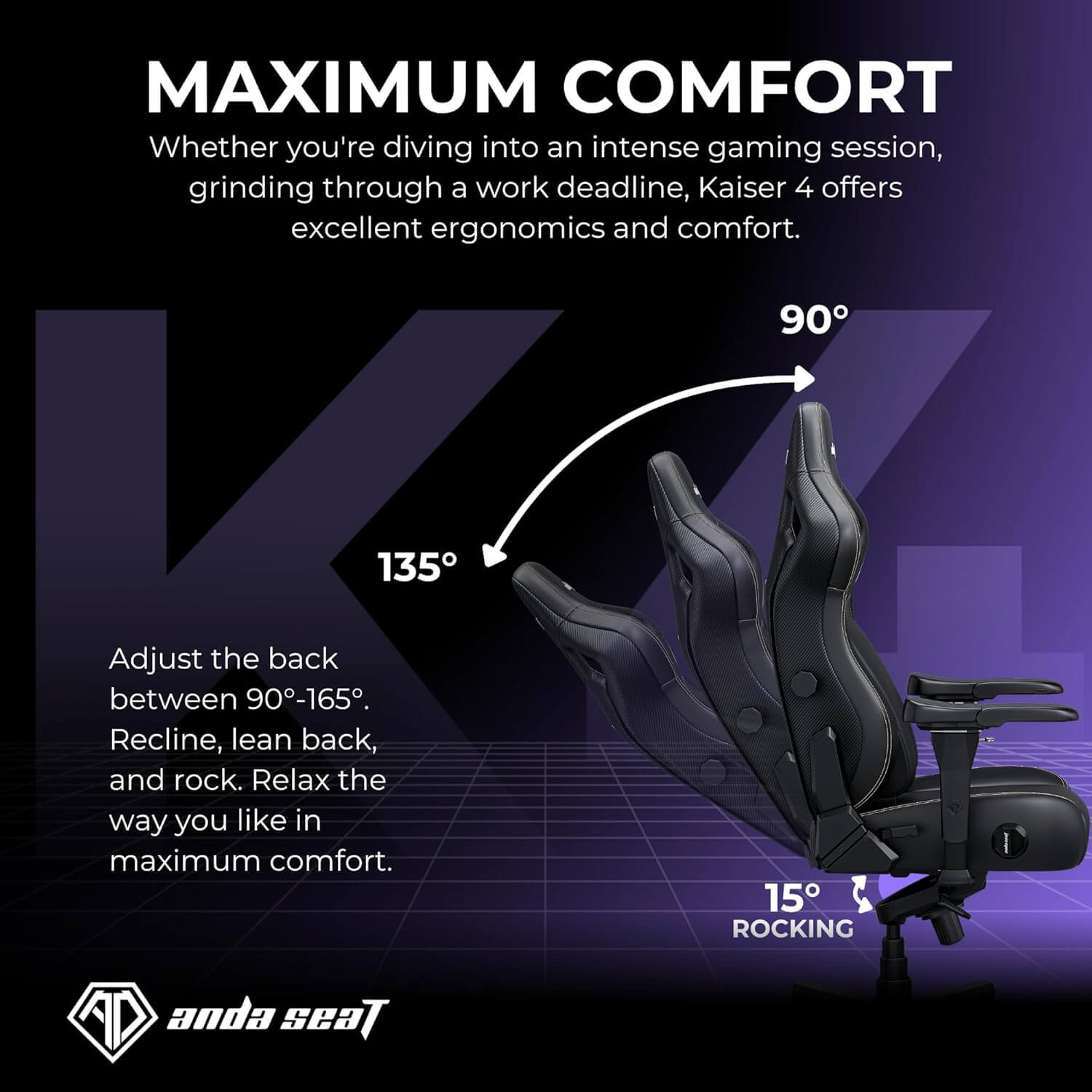 Anda Seat Kaiser 4 XL Series Fabric Premium Ergonomic Gaming Chair - Carbon Black