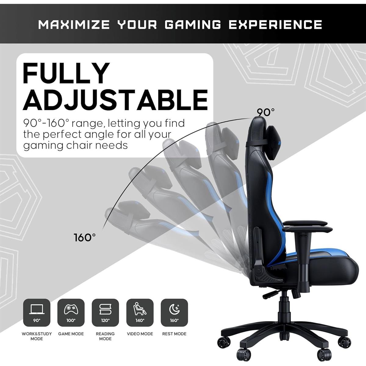 Anda Seat Luna Ergonomic Gaming Chair - Black Blue