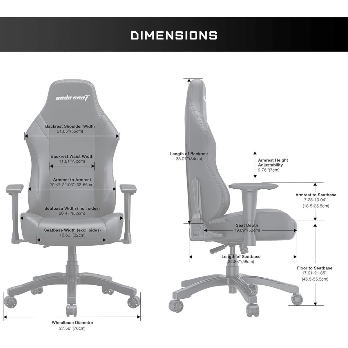 Anda Seat Luna Ergonomic Gaming Chair - Black Blue