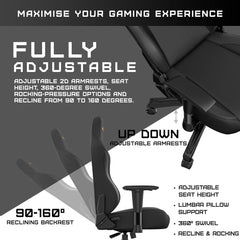 Anda Seat Phantom 3 Leather Gaming Chair - Stormy Black - XL Size