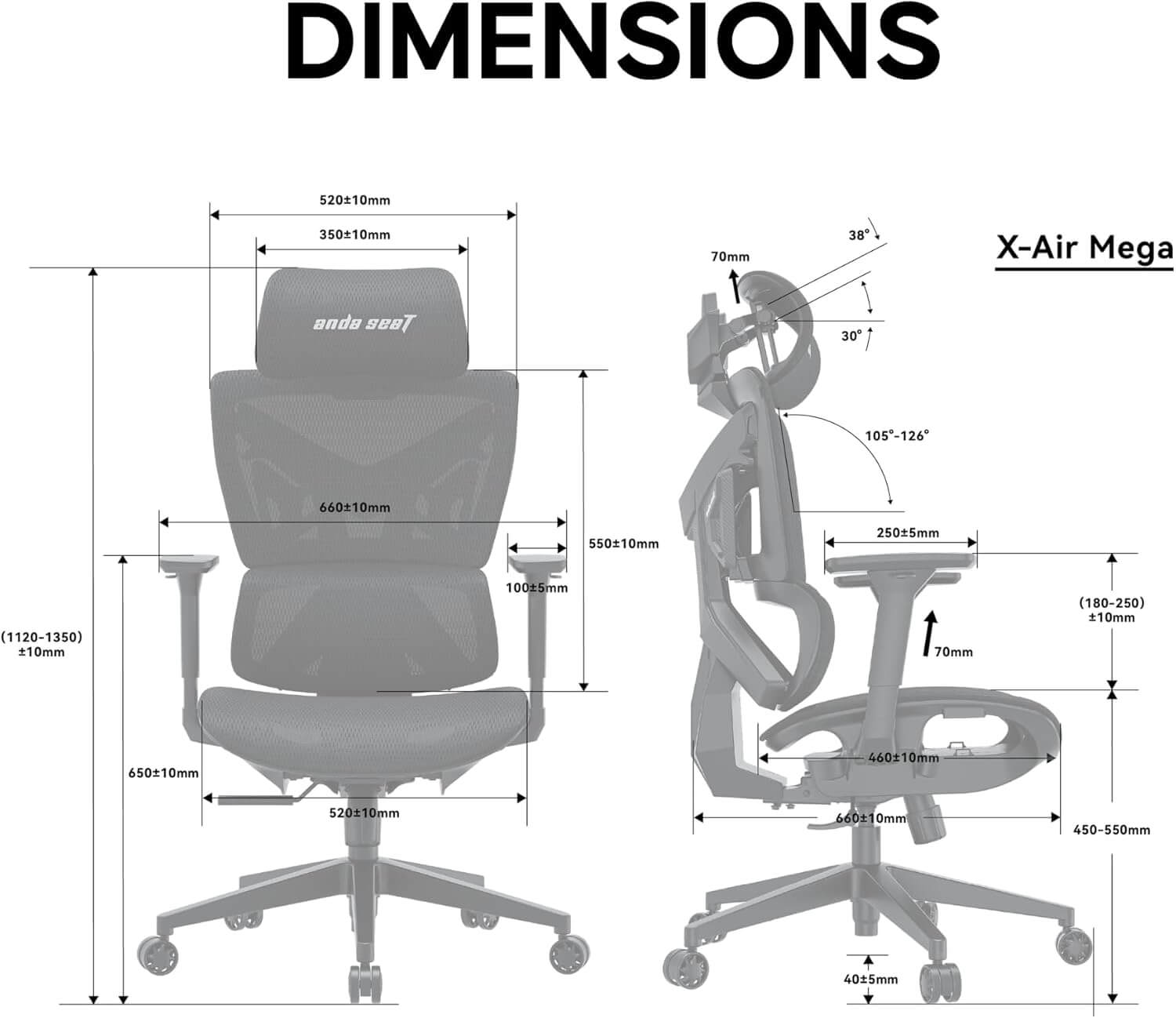 Anda Seat X-Air Mega Mesh Office Gaming Chair - Space Black