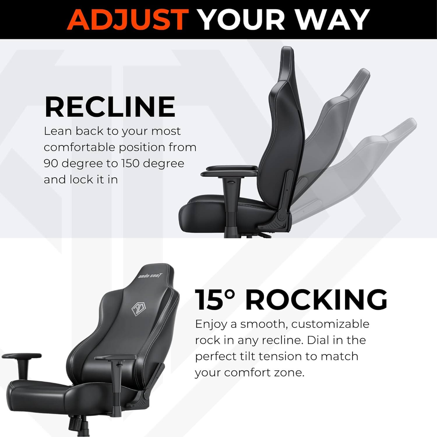 AndaSeat Novis Series Best Budget Ergonomic Gaming Chair - Black - XL Size
