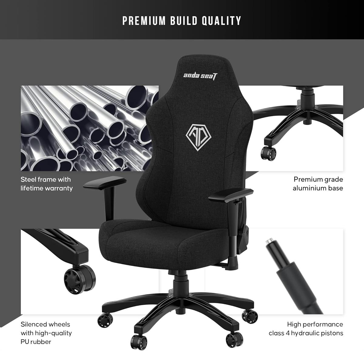 AndaSeat Phantom 3 Series Fabric Premium Office Gaming Chair - Carbon Black