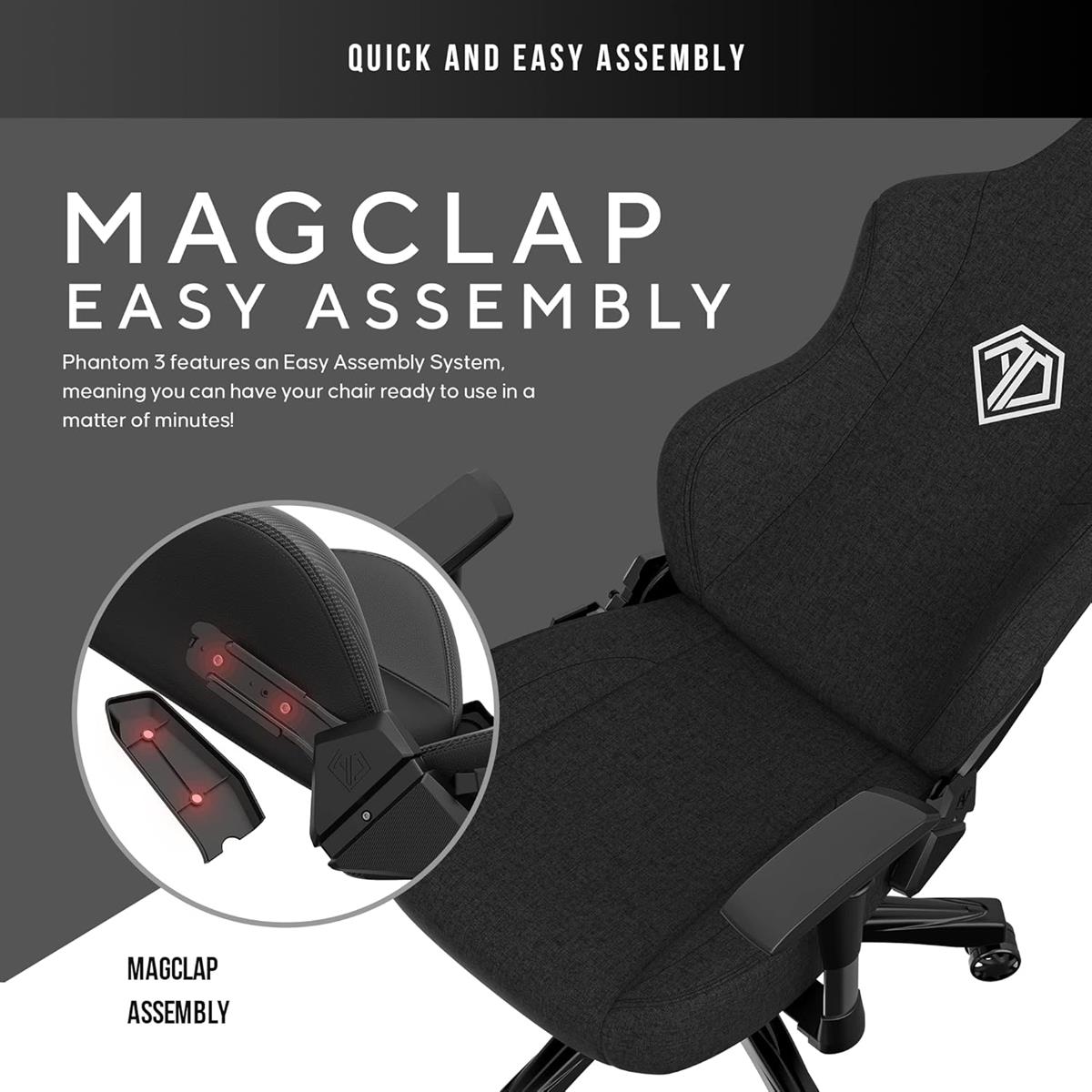 AndaSeat Phantom 3 Series Fabric Premium Office Gaming Chair - Carbon Black