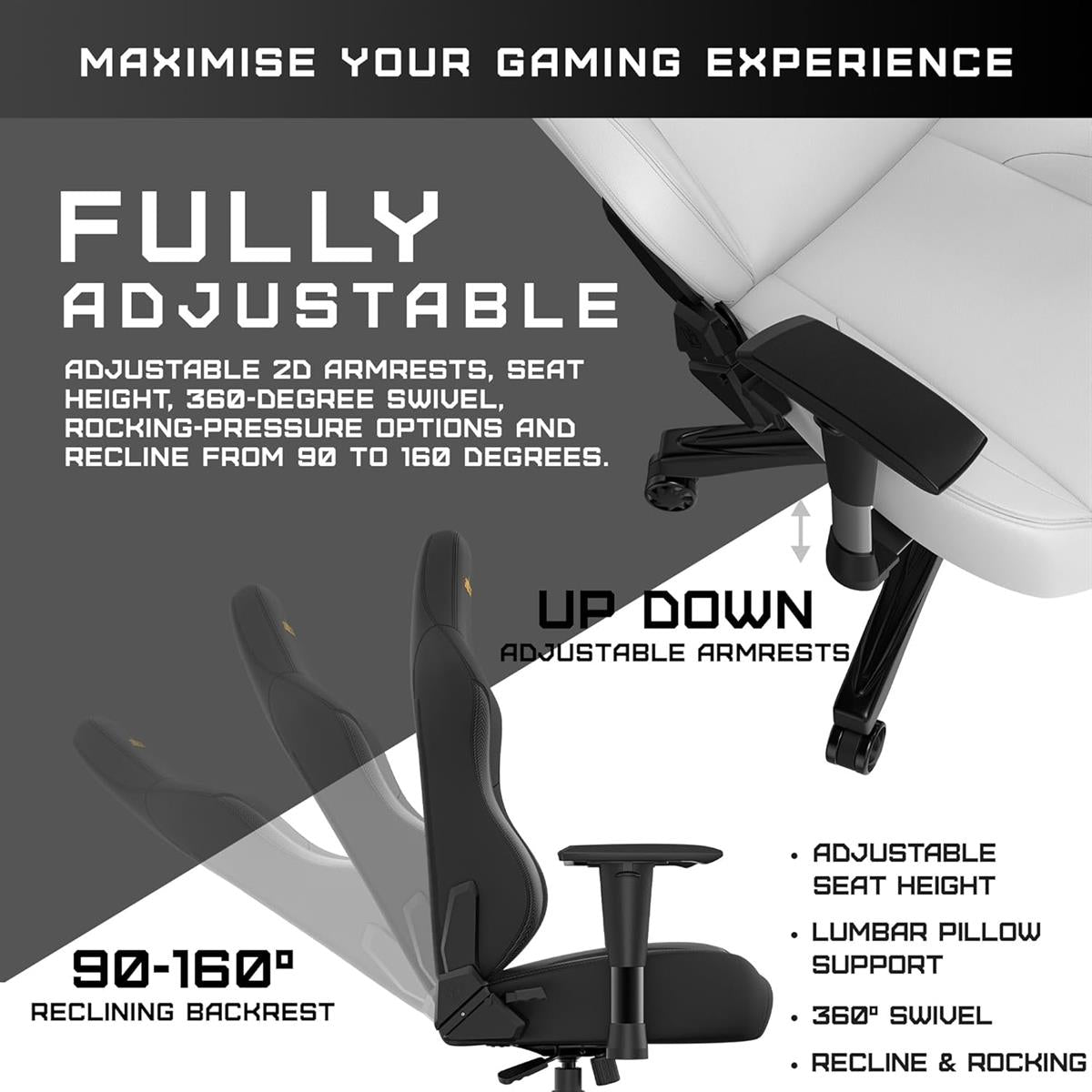 AndaSeat Phantom 3 Series Premium Office Gaming Chair - Cloudy White