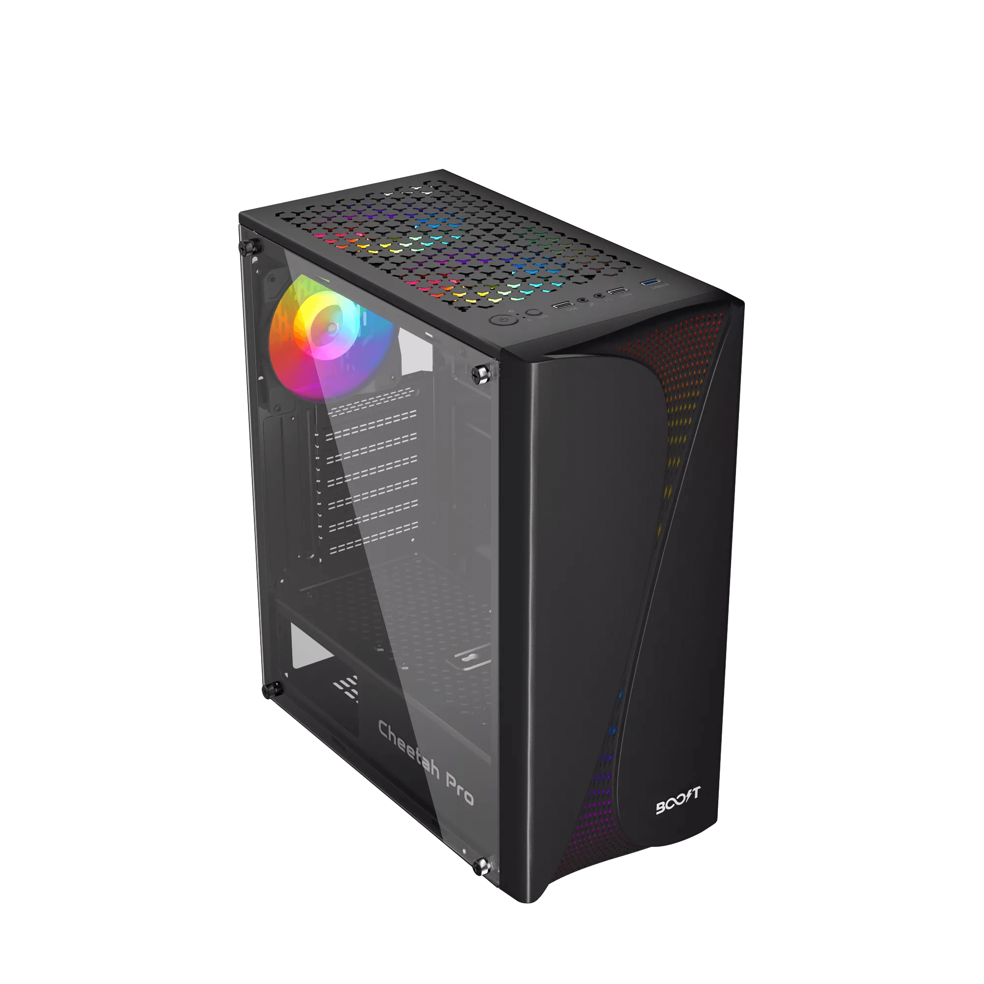 Cheetah Computer Boost Cheetah Pro RGB ATX Mid-Tower Computer Case with 3 RGB Fans Incl ...