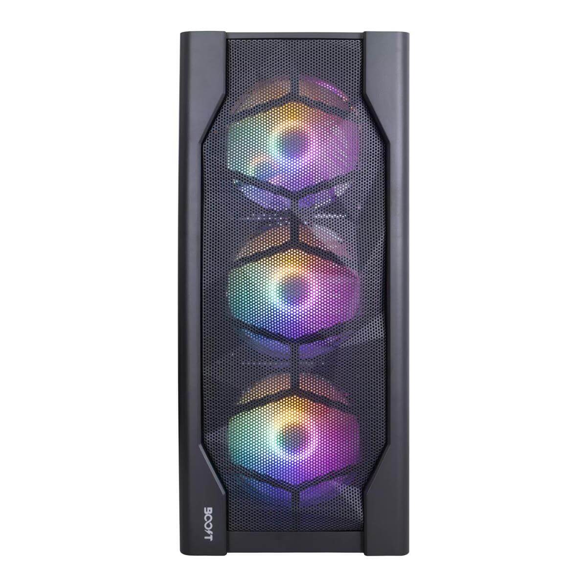 Lion Computer Boost Lion RGB ATX Mid-Tower Computer Case with 4 RGB Fans Included ...