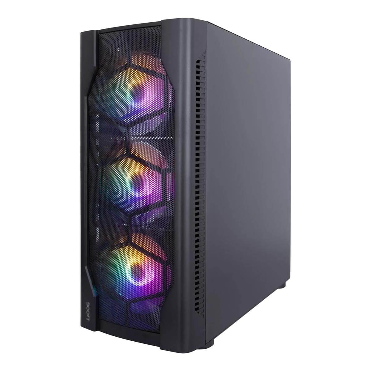 Lion Computer Boost Lion RGB ATX Mid-Tower Computer Case with 4 RGB Fans Included ...