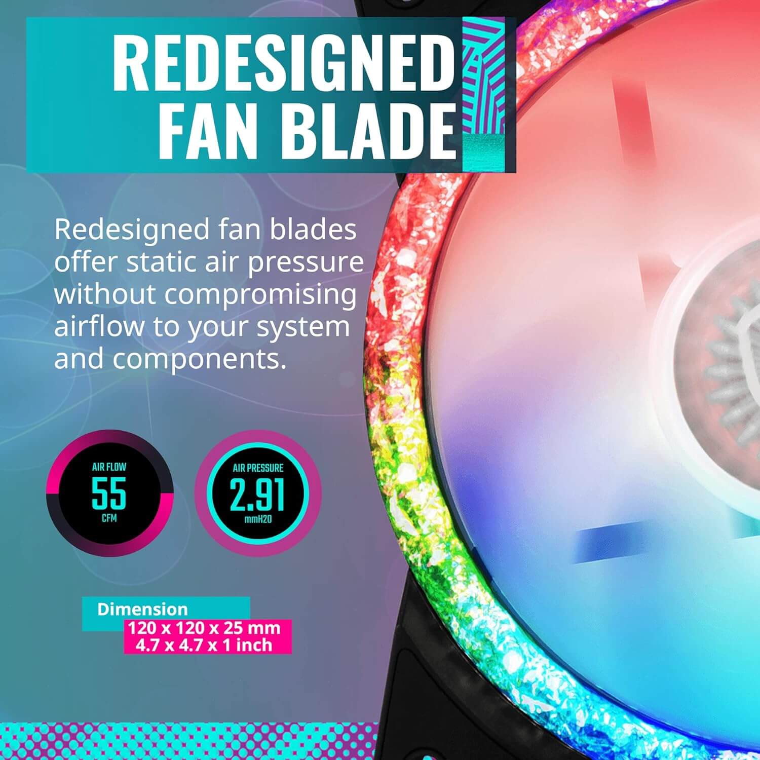 Cooler Master MasterFan MF120 Prismatic ARGB 120mm Prismatic Tri-Loop PC Case Fan