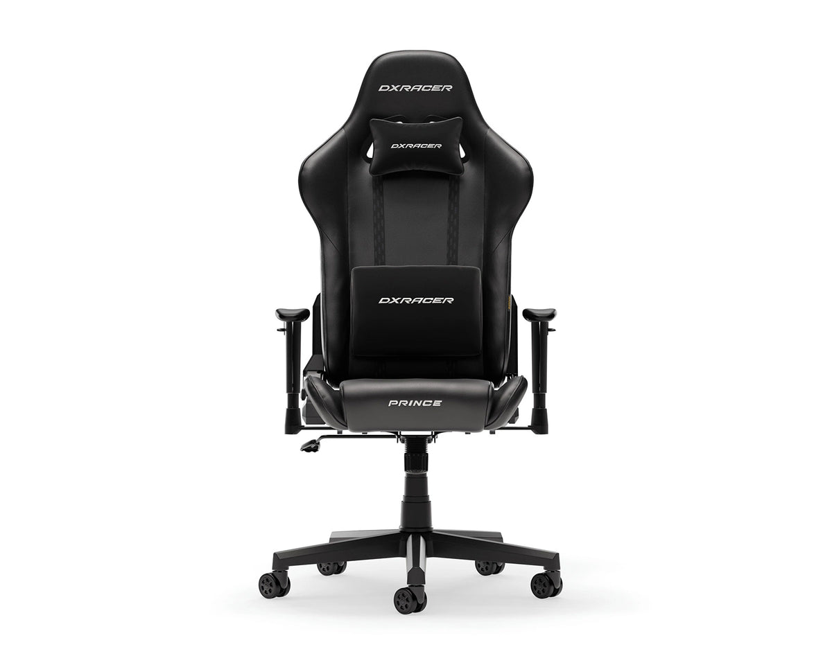 DXRacer Prince Series Gaming Chair with Ergonomic Headrest and Lumbar Support - Black