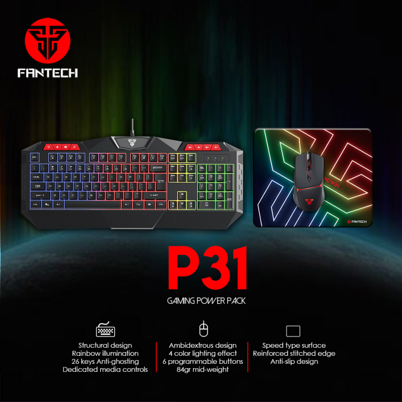 Fantech POWER PACK P31 3 in 1 Keyboard, Mouse and Mousepad Combo