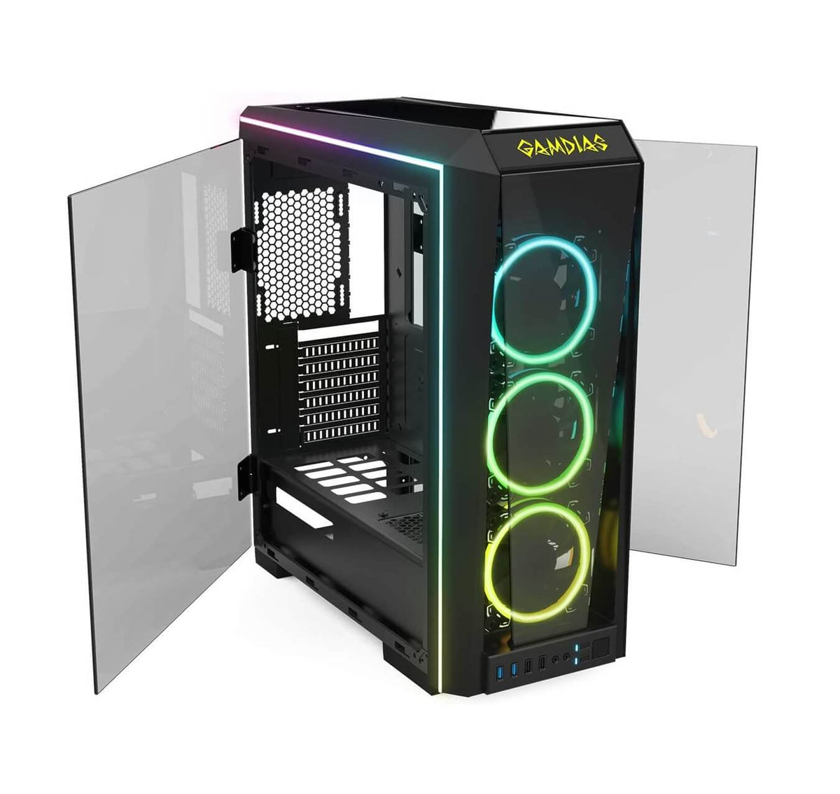 Talos Computer Gamdias Talos P1A RGB ATX Mid-Tower Computer Case with 3 ARGB Fan ...