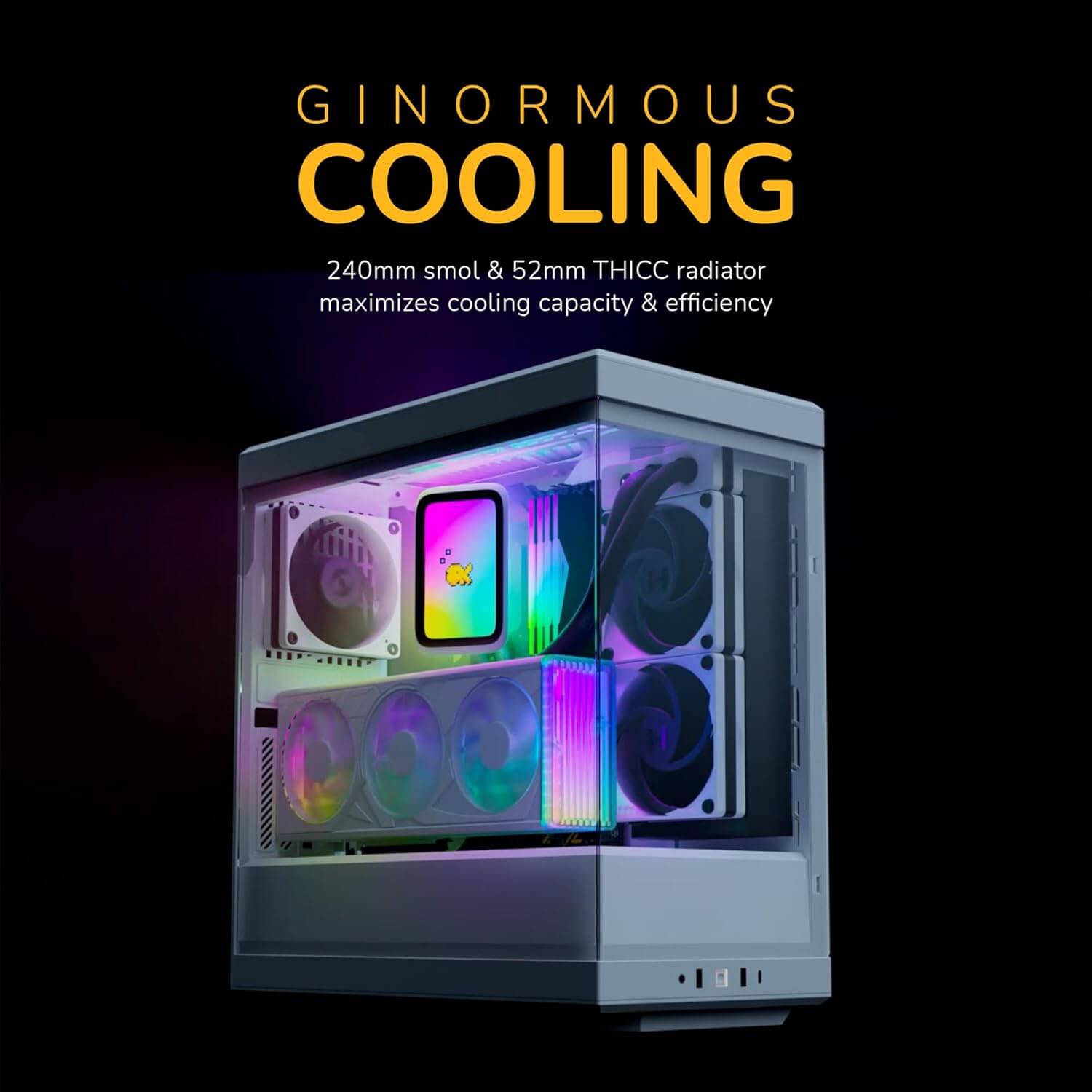 HYTE Thicc Q60 Digital 240mm AIO CPU Liquid Cooler with 5” Ultraslim HD Display