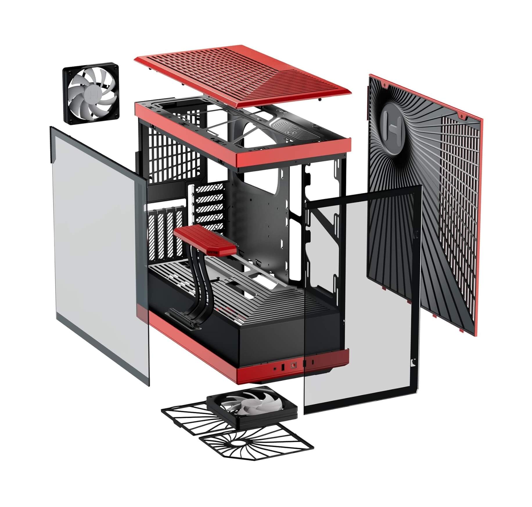 HYTE Y40 S - Tier Aesthetic ATX Mid-Tower Computer Gaming Case with PCIE 4.0 Riser Cable Included - Black Red
