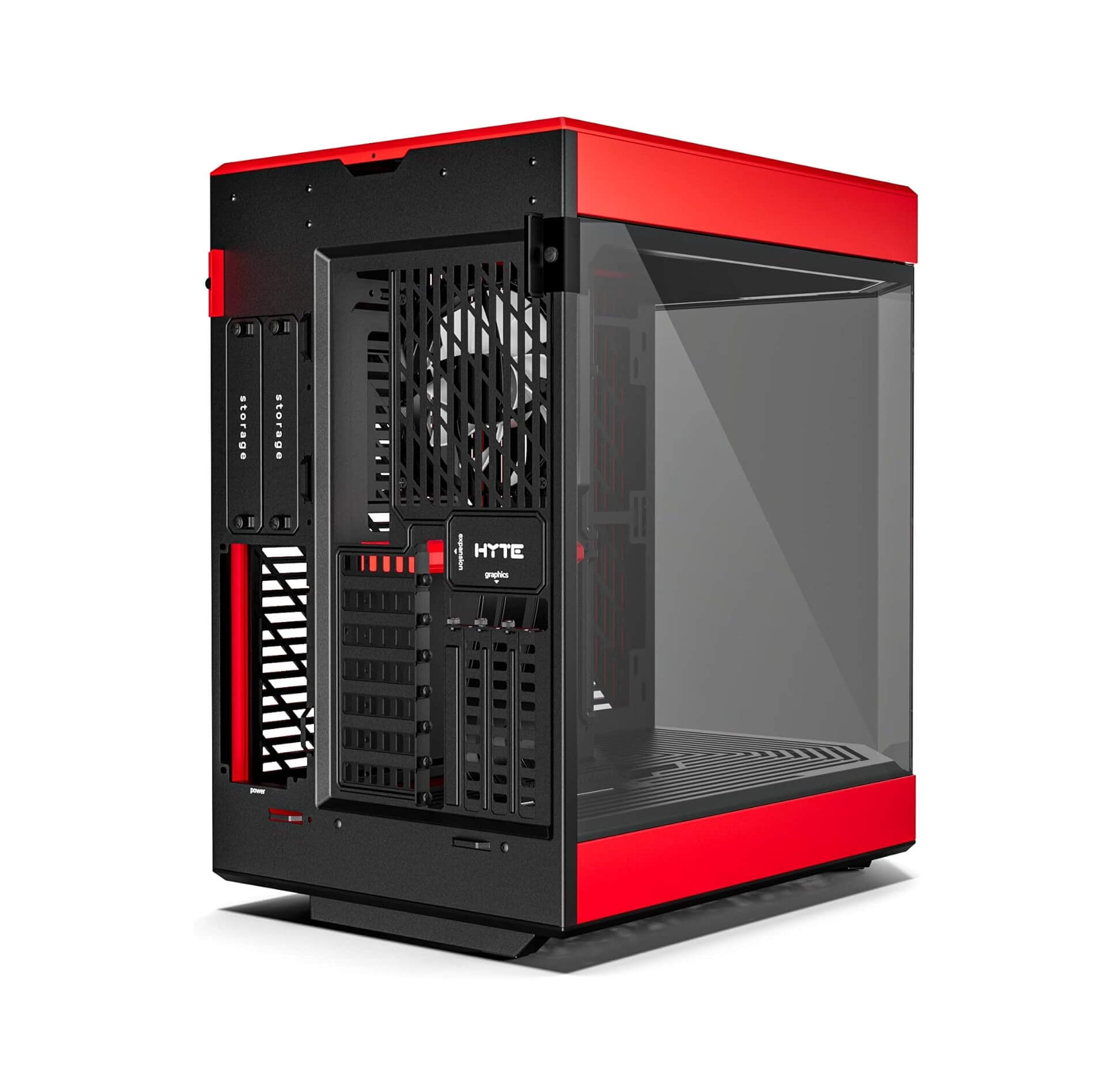 HYTE Y60 Dual Chamber ATX Mid-Tower Computer Case with PCIE 4.0 Riser Cable Included - Black Red
