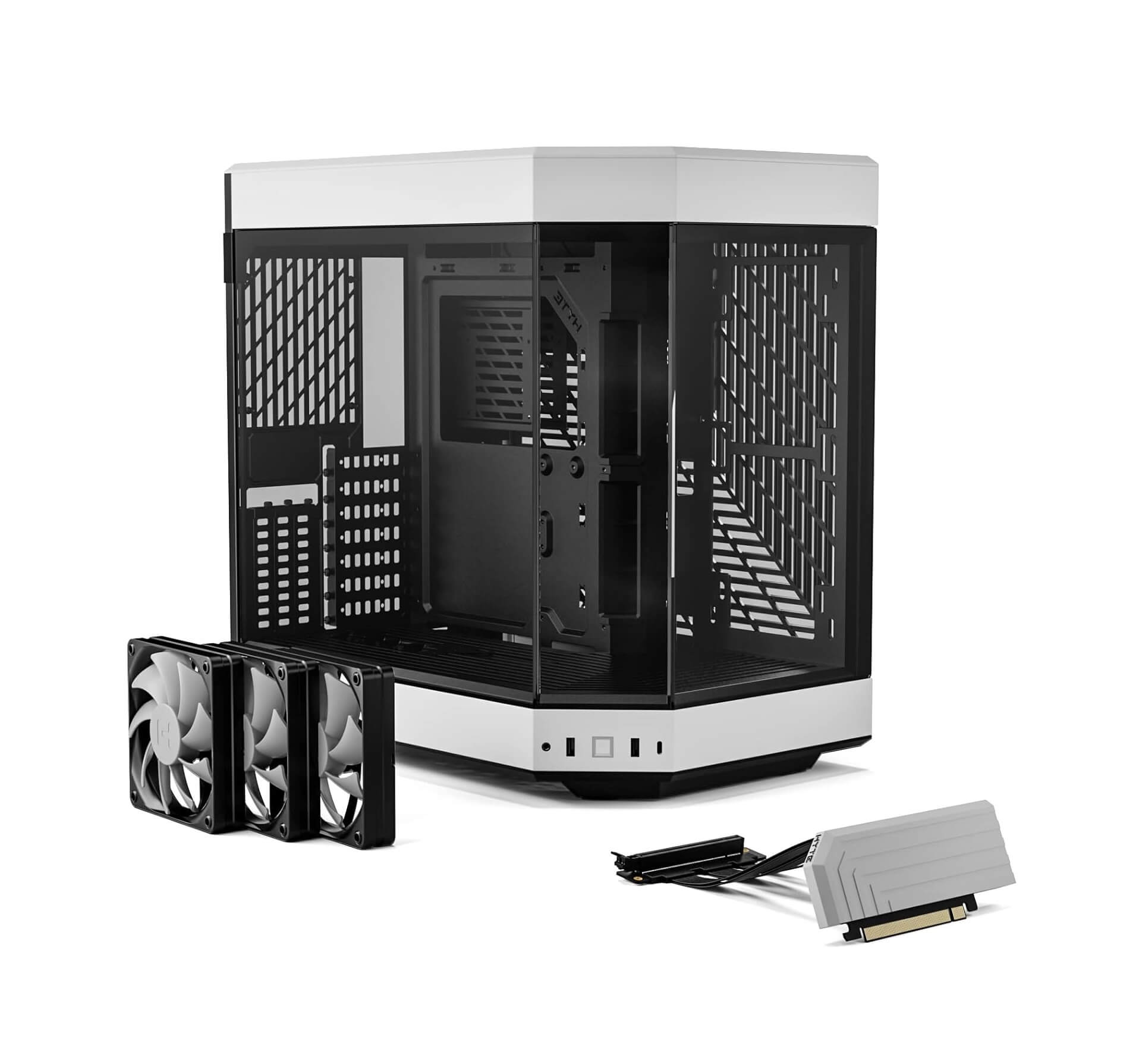 HYTE Y60 Dual Chamber ATX Mid-Tower Computer Case with PCIE 4.0 Riser Cable Included - Black White