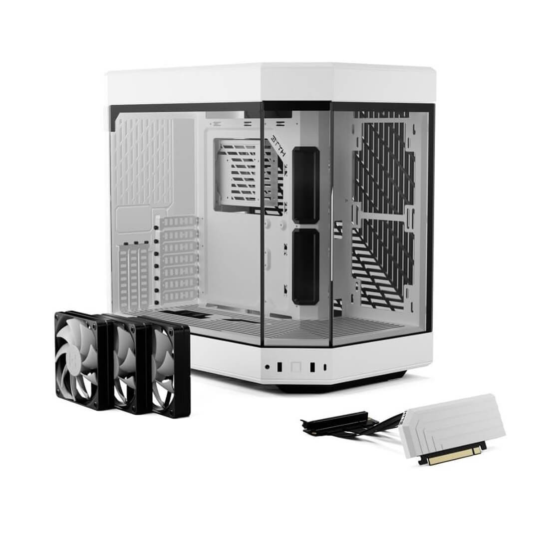 HYTE Y60 Dual Chamber ATX Mid-Tower Computer Case with PCIE 4.0 Riser Cable Included - White