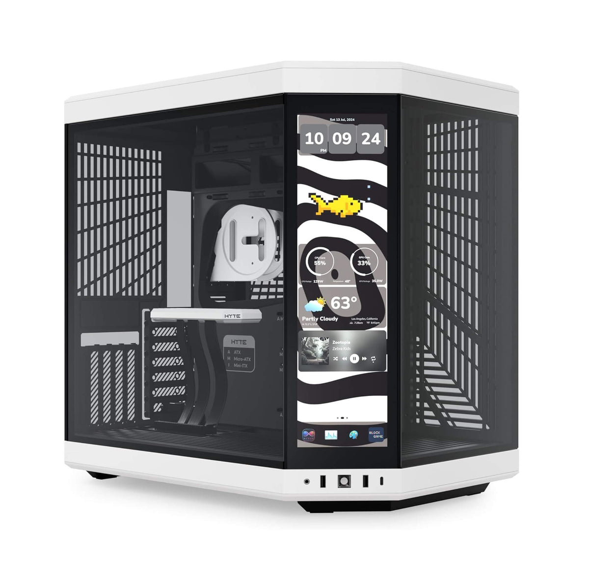 HYTE Y70 Touch Infinite Dual Chamber ATX Mid Tower Computer Case with Integrated 2.5K LCD Touchscreen - Panda